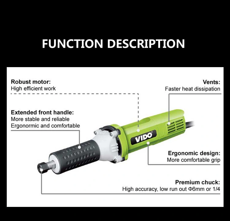 Vido Factory Price Min Die Angle Grinder 3 mm 6mm 1/2 Inch Accesories