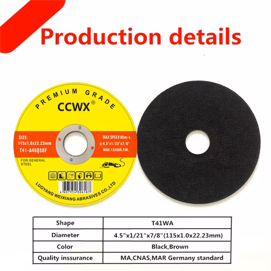 Disco de corte abrasivo de 115 mm para metal con certificado MPA